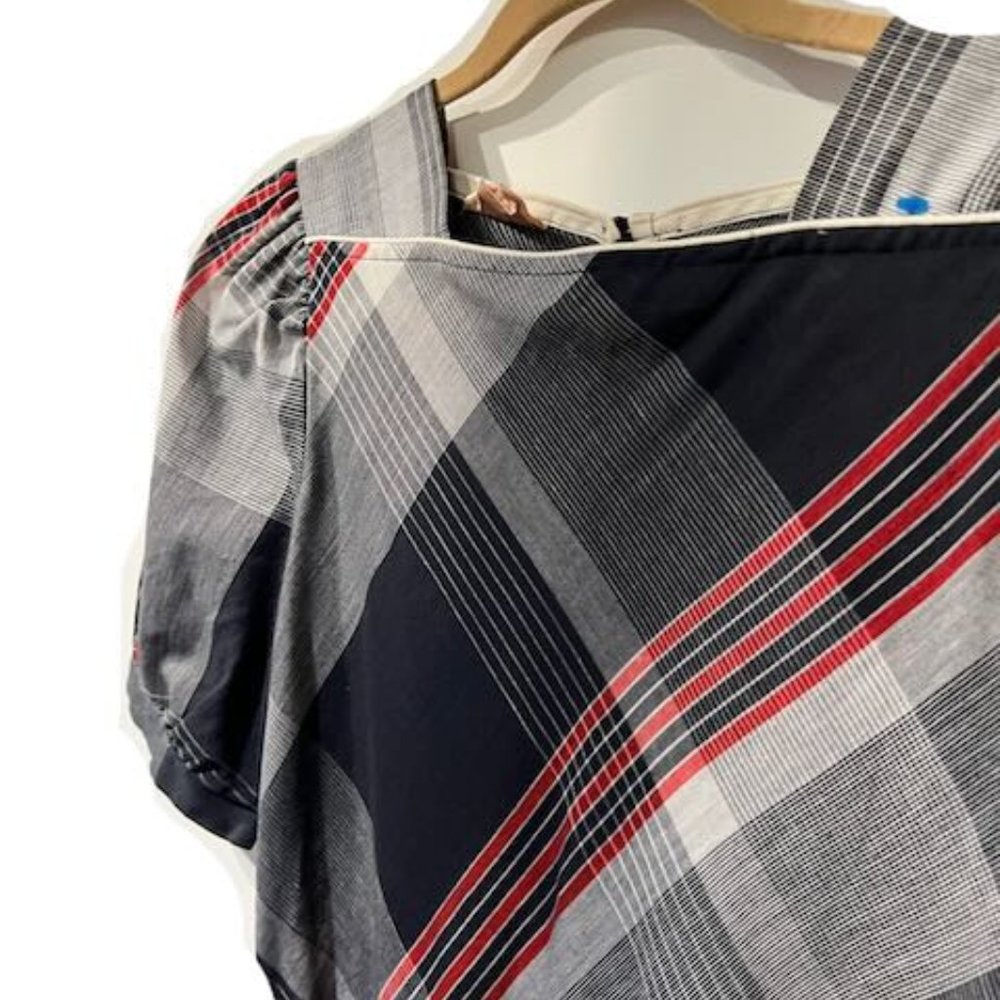 Eber Vintage Short Sleeve Plaid Dress - M